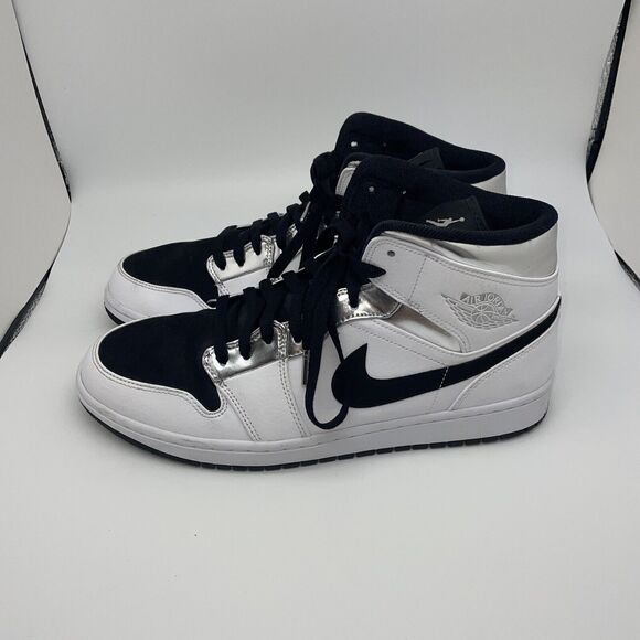 Air Jordan 1 Mid SE, Think‎ 16 Alternate, White/Metallic Silver/Black 11.5 main image 5